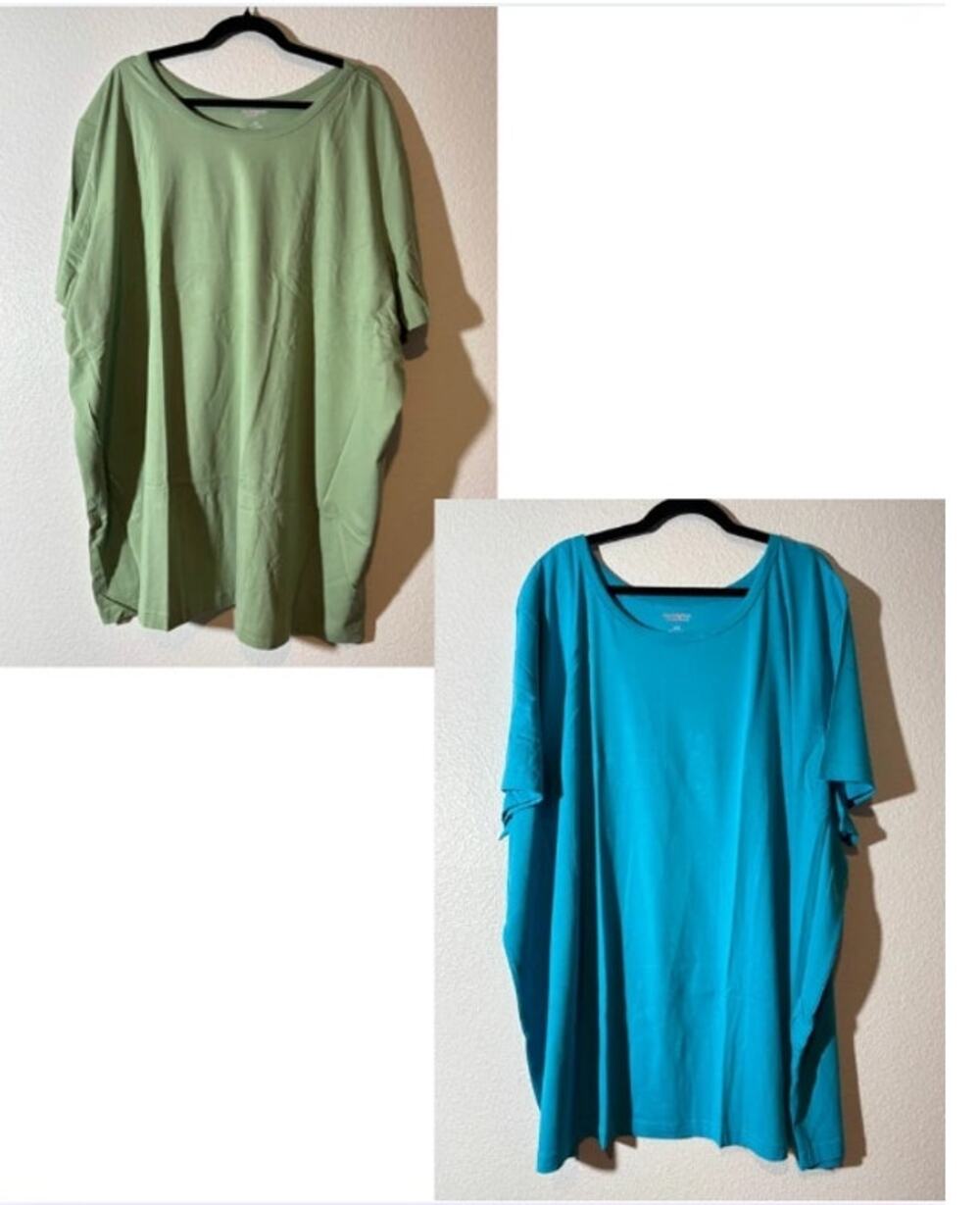All American Comfort Size 5X Set of 2 Short Sleeve Scoop Neck Cotton T-Shirts